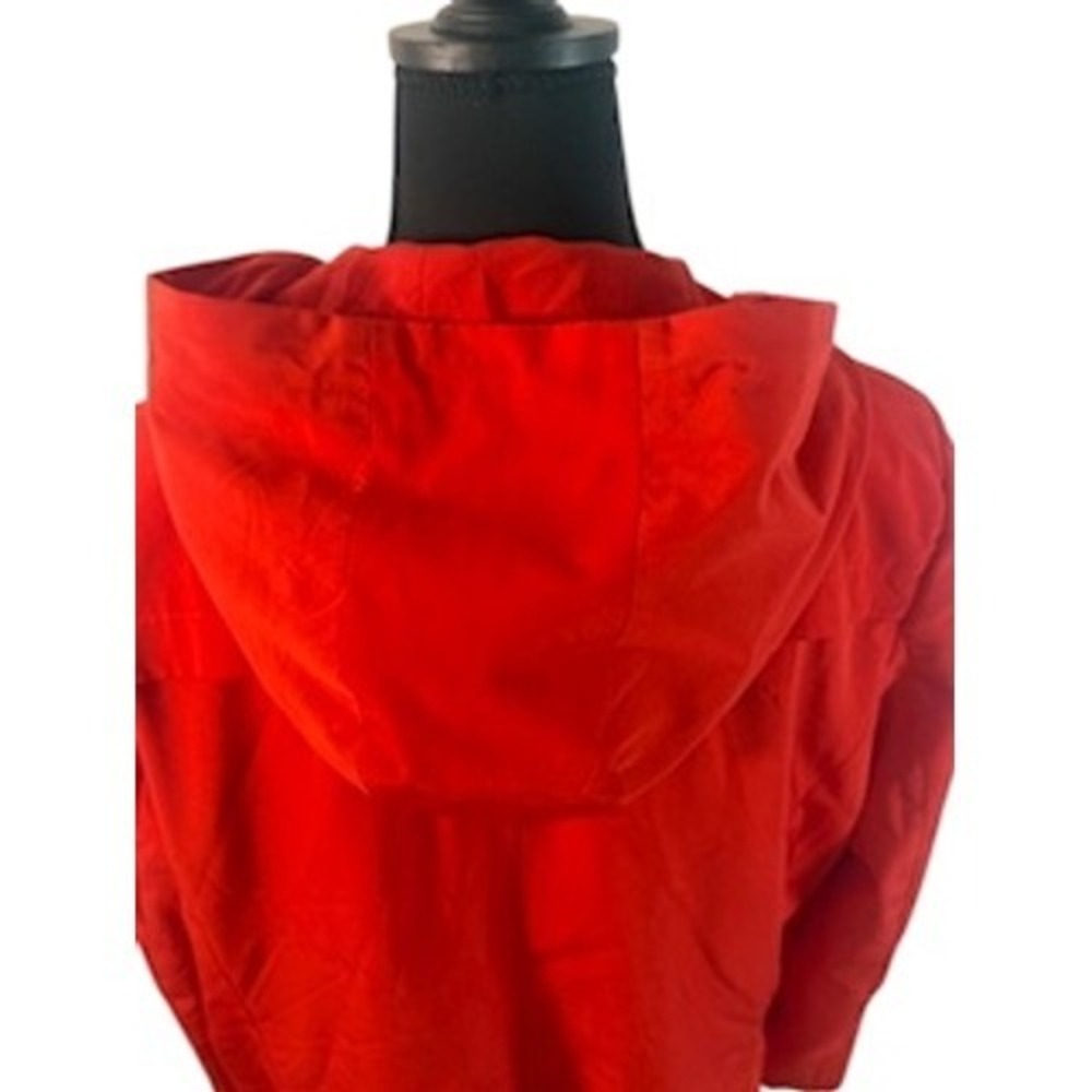 Calvin Klein Womens Red Hooded Rain Jacket Lightweight Utility Coat Large - Picture 5 of 9